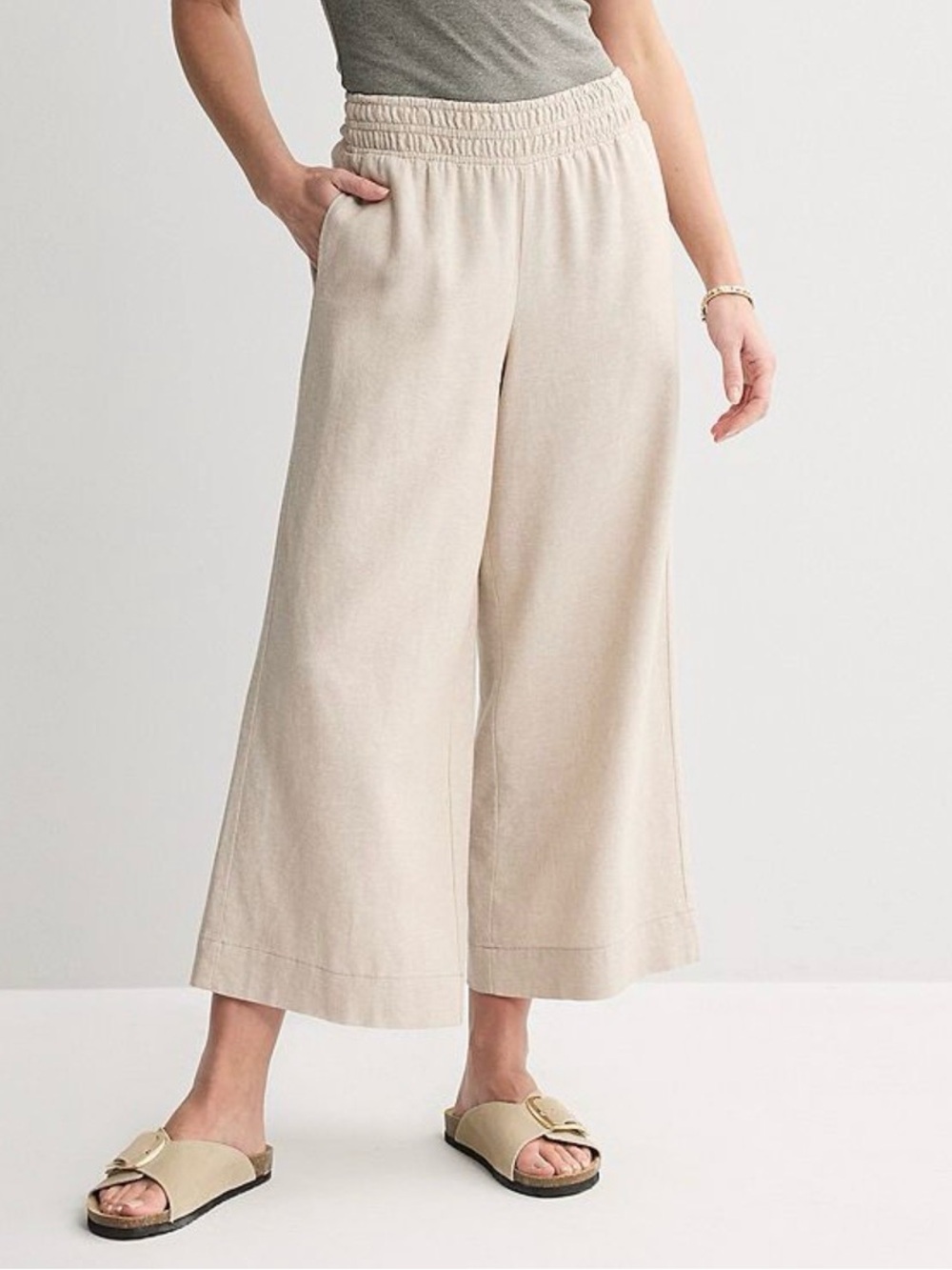 Sonoma Goods For Life Pull-On Wide Leg Ankle Linen Pants